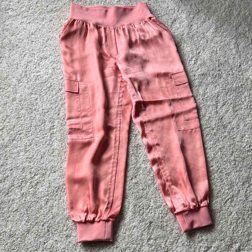 Cinq à Sept Coral satin Cargo Joggers